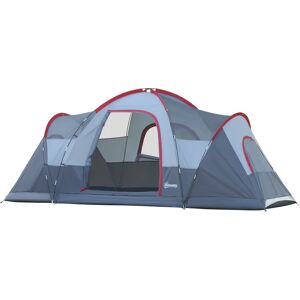 Outsunny Tente de camping familiale 5-6 pers. - grande porte + 3 fenêtres - dim. 4,55L x 2,3l x 1,8H m fibre verre polyester oxford gris