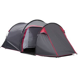 Outsunny Tente de camping familiale sas d'entrée 2-3 personnes 3 portes fenêtres 4,26L x 2,06l x 1,54H m fibre verre polyester PE girs foncé rose