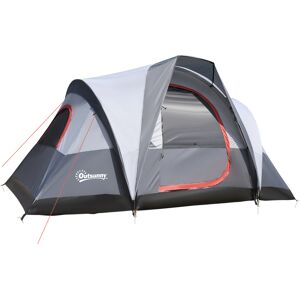 Outsunny Tente de camping 2-3 personnes 3 à 4 saisons imperméable fenêtres à mailles double couche 355 x 190 x 170 cm gris   Aosom France