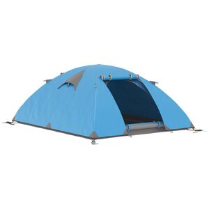 Outsunny Tente de camping 2-3 personnes dôme légère ventilée avec portes zippées sac de transport inclus 268 x 214 x 103 cm bleu   Aosom France