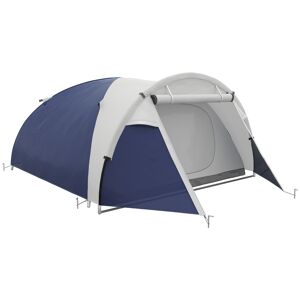 Outsunny Tente de camping 3/4 personnes dôme légère ventilée avec portes zippées 320 x 240 x 130 cm bleu foncé gris clair   Aosom France