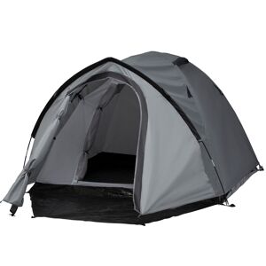 Outsunny Tente de camping 2-3 personnes tente dôme étanche légère ventilée 2 portes fenêtres fibre verre polyester PE gris