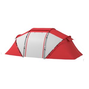 Outsunny Tente de camping familiale 4-6 personnes tente dôme étanche légère, ventilée 2 cabines fenêtre grande porte gris rouge