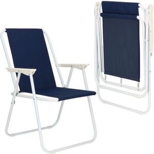 Chaise pliante de camping de plage SPRINGOS - bleu foncé - Acier thermolaqué - Polyester - 52x59x80 cm - Publicité