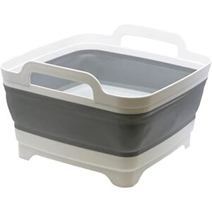 Cao Pliable Bassine rétractable 9 litres Adulte Unisexe, Gris/Blanc, 30,5 x 30 cm-H 20 cm (dépliée) -H 7 cm (pliée) - Publicité