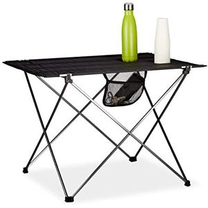 Relaxdays Table camping pliable, légère, avec poche, Table camping pliante plein-air HLP: 51x73,5x54,5cm,Aluminium,Noir - Publicité