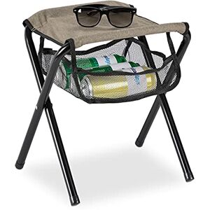 Relaxdays Tabouret Pliant Camping, avec Poche, Jusqu’à 120 kg, Pliable, léger, siège Plage, HLP: 39 x 29 x 35 cm, Beige - Publicité