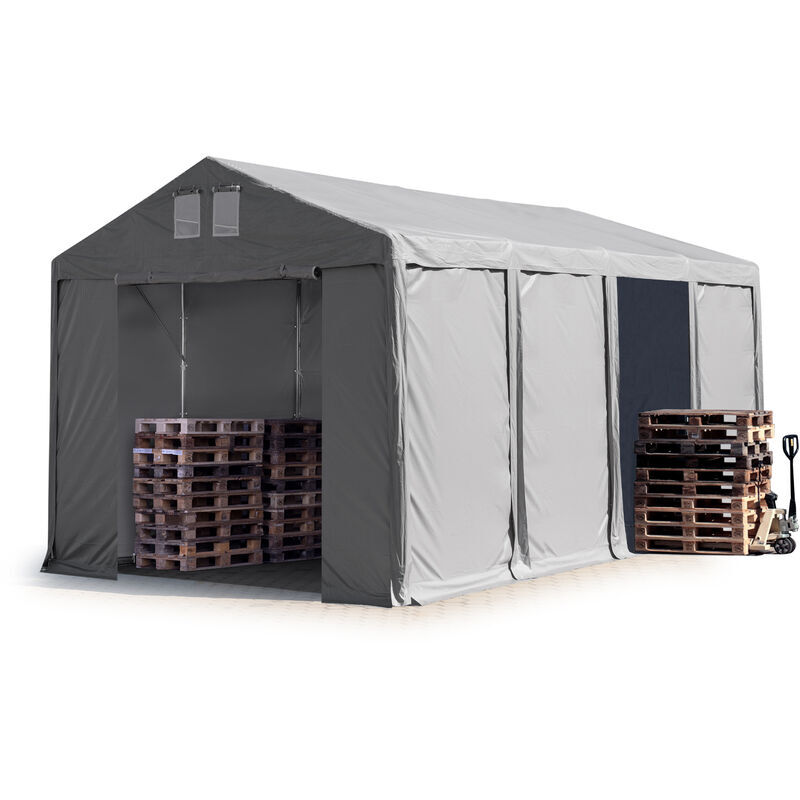 INTENT24.FR 4x8m Tente de stockage INTENT24, PVC env. 550 g/m², H. 3m avec portes à