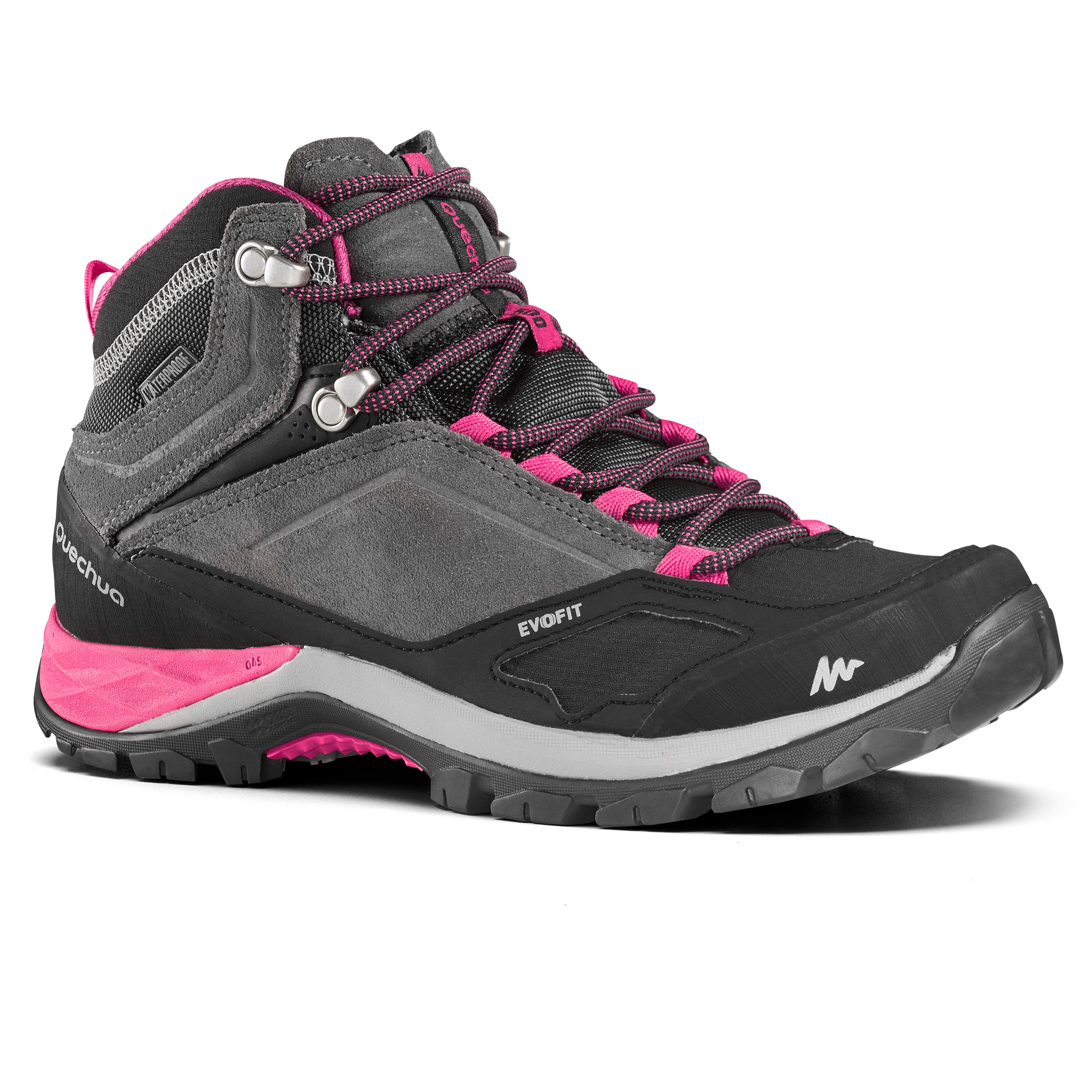 QUECHUA Chaussures imperméables de randonnée montagne - MH500 Mid Gris/Rose- Femme - QUECHUA - 36