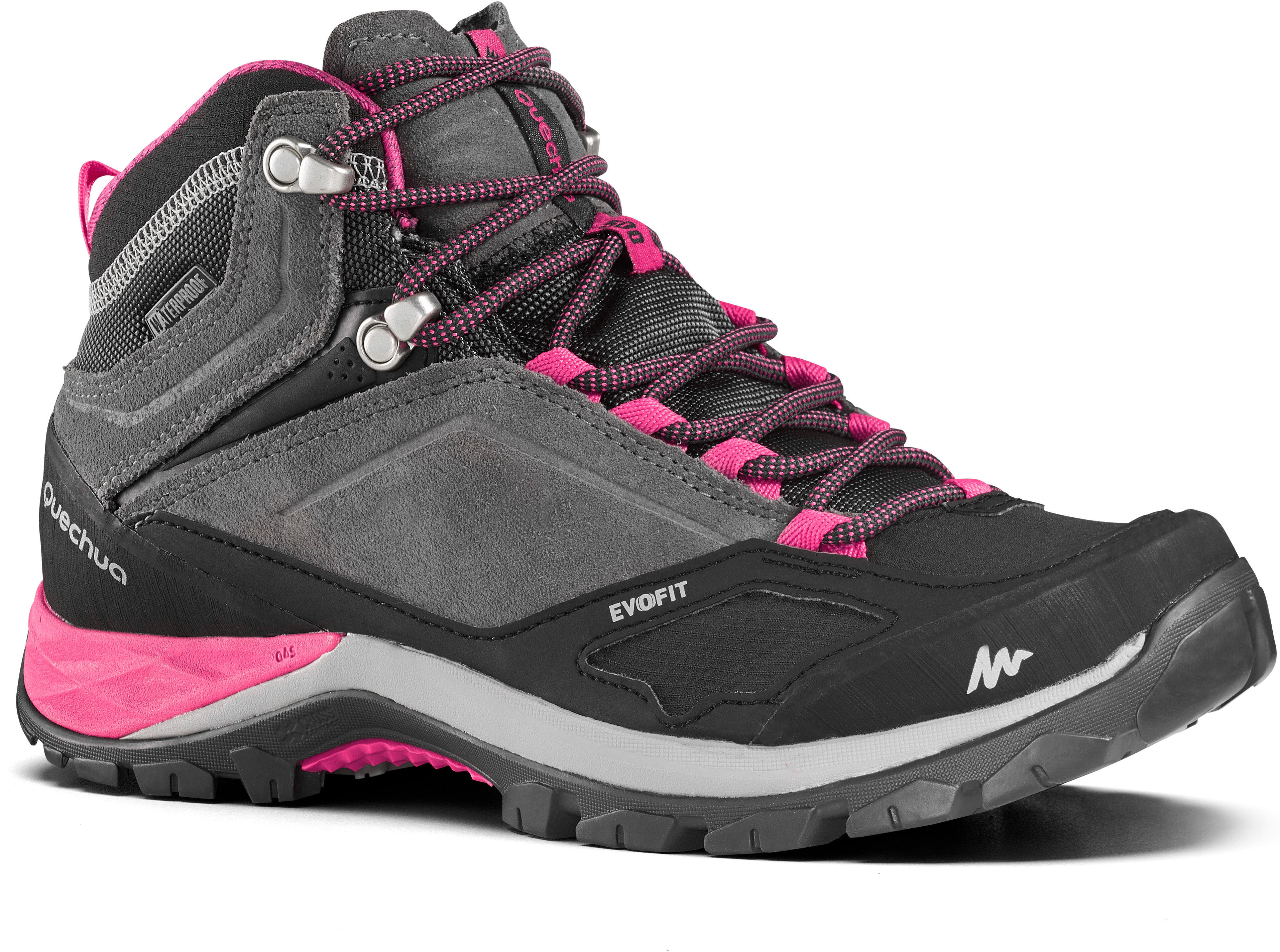 QUECHUA Chaussures imperméables de randonnée montagne - MH500 Mid Gris/Rose- Femme - QUECHUA - 40