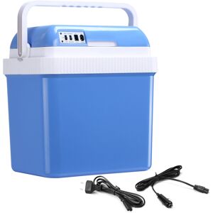 Outsunny Frigo per Auto 48W da 24L con Divisorio e Maniglia, in ABS e Alluminio, 40x30x43 cm, Bianco e Blu