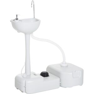 Outsunny Lavabo Portatile da Campeggio con 2 Ruote, Serbatoio Acqua 17L, cisterna di Scarico 24L e Serbatoio Sapone 2.5L