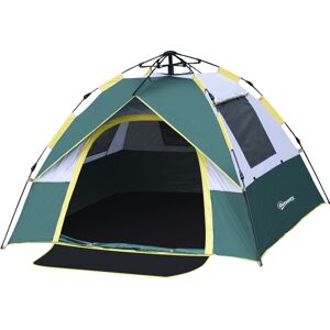 Outsunny Tenda da Campeggio Automatica per 2 Persone con Tasche Interne e Tappetino, 205x195x135cm Verde