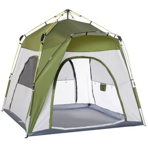 Outsunny Tenda da Campeggio 2 Posti Pop Up con Porta a Cerniera e 3 Finestre, 240x240x199cm, Verde