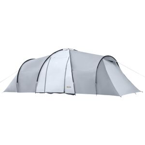 Outsunny Tenda da Campeggio 4-5 Persone con 2 Camere Impermeabile con Baldacchino, 590x245x193cm, Grigio