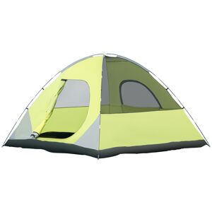 outsunny tenda da campeggio 3-4 persone a cupola, impermeabile e anti uv, 300x300x180cm, giallo e grigio