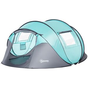 Outsunny Tenda da Campeggio 4 Persone a Cupola, Tenda Pop-Up Automatica a Igloo, 286x209x122cm, Azzurro