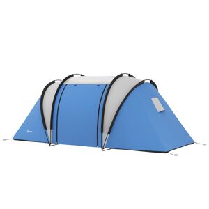 Outsunny Tenda da Campeggio 2 Posti Impermeabile con 2 Stanze Borsa di Trasporto, 220x450x180 cm, Blu