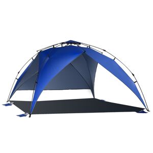 Outsunny Tenda da Spiaggia Pop Up per 4 Persone con Corde e Paletti Poliestere 247x247x145cm Blu