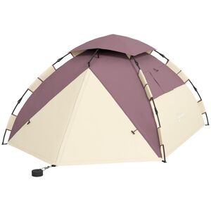 Outsunny Tenda Da Campeggio Per 2 Posti Con 2 Finestre E Gancio Interno Cachi