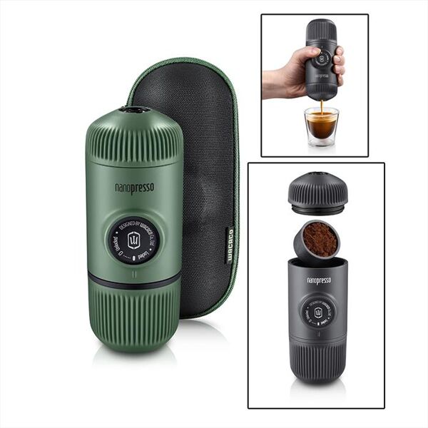 wacaco macchina per caffè espresso nanopresso+case-verde muschio