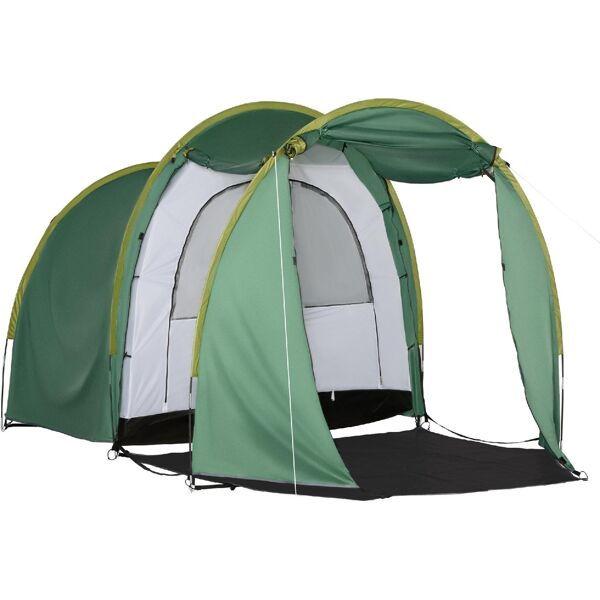 dechome 227a20 tenda da campeggio 4-6 persone a 2 spazi 4 porte a cerniera borsa per trasporto e ganci inclusi 410x240x195cm verde - 227a20