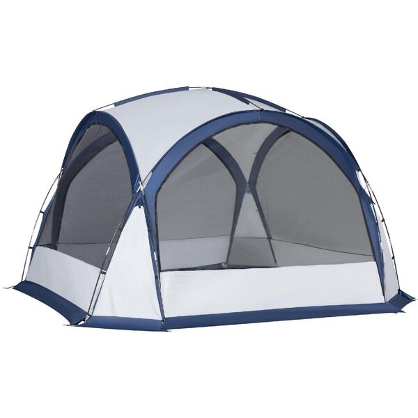 dechome 232a20 tenda da campeggio 6-8 persone 4 porte a cerniera borsa e gancio 350x350x230cm bianca e blu - 232a20