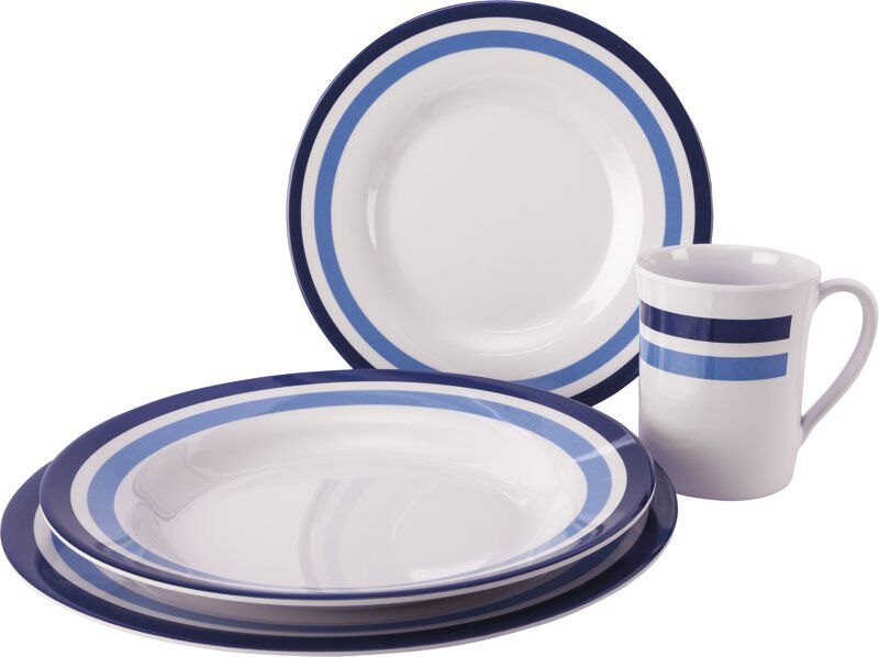 Meru Melamin Tableware 16pcs - set stoviglie Blue