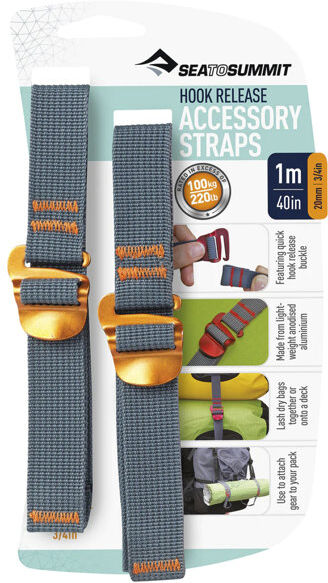 Sea to Summit Accessory Strap with Hook Release - cinghie di compressione Yellow 20 mm x 1,5 m