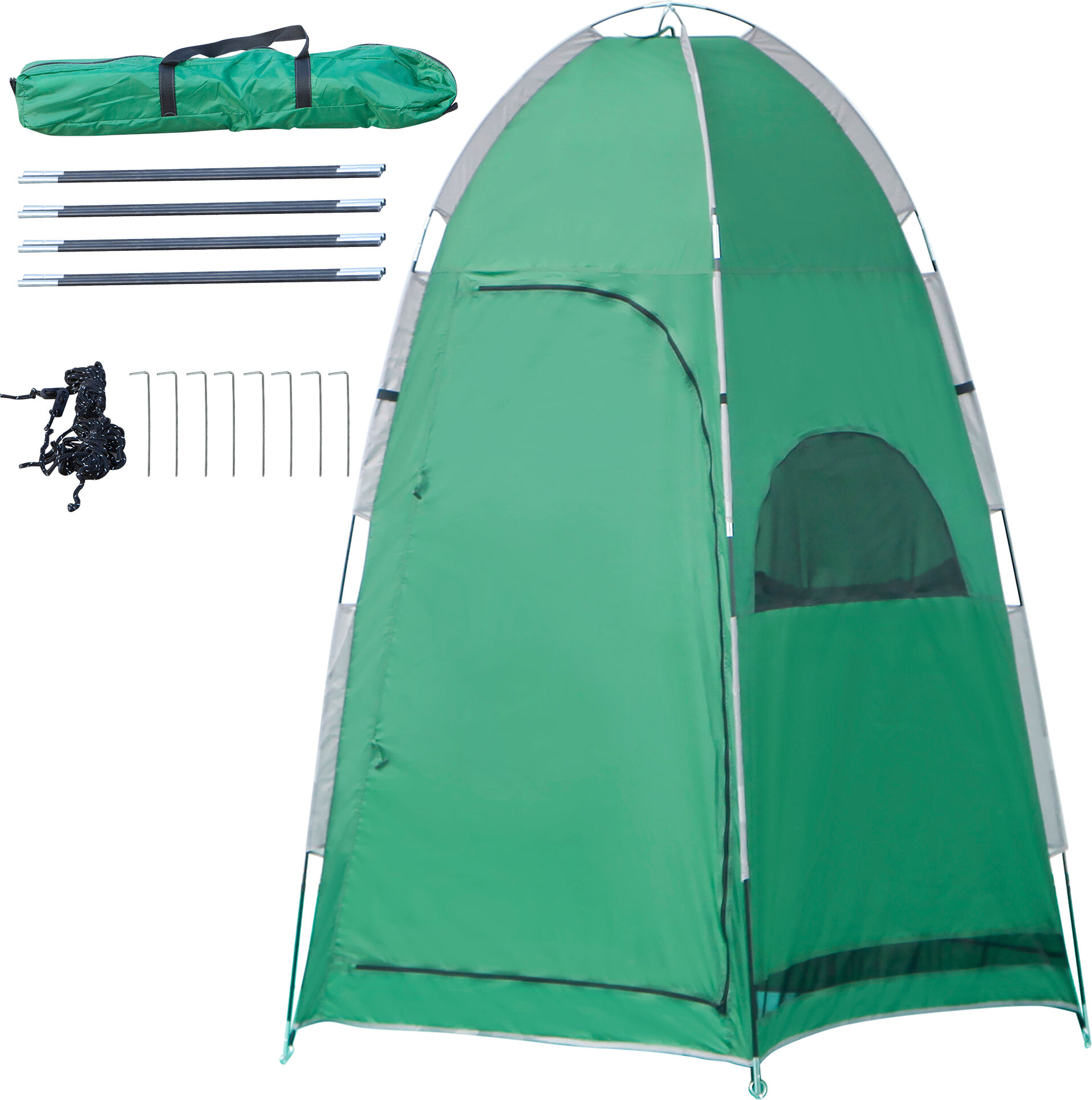 Outsunny Tenda Doccia Campeggio Spiaggia ed Esterni con Ingresso a Cerniera, Borsa per Trasporto e Tasca Portaoggetti, 122x122x213cm, Verde