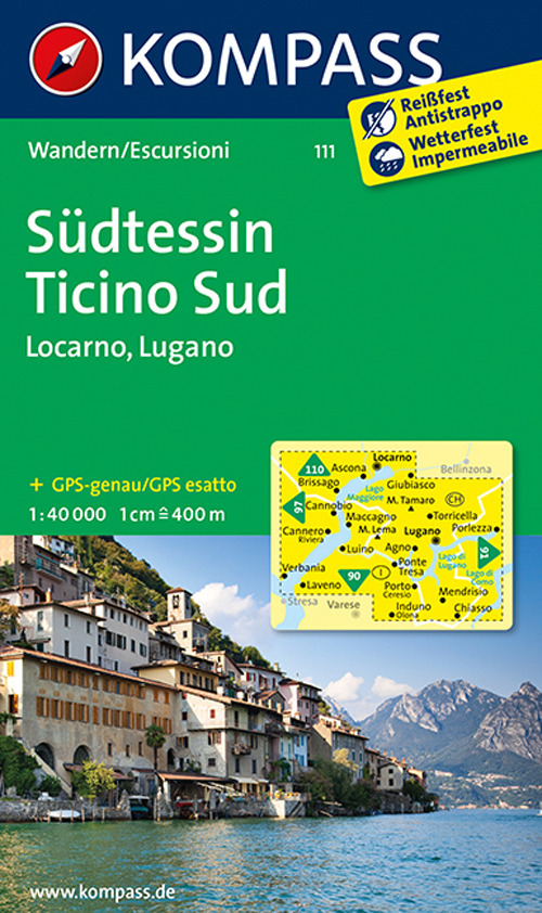 Carta escursionistica n. 111. Tesino Sud, Locarno, Lugano 1:40.000