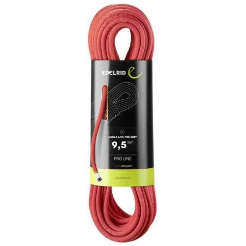 Edelrid Corde alpinismo / arrampicata eagle lite pro dry 9,5 mm, corda singola 80 mt neon coral