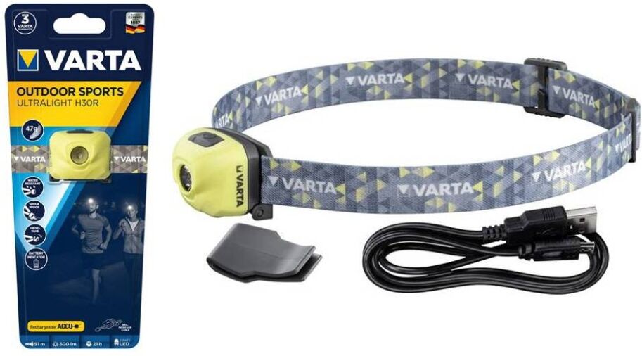 varta torcia frontale ricaricabile outdoor sports h30r lime 1863.201