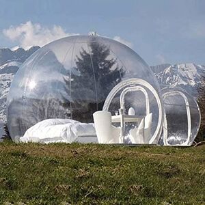 OUZBEM Opblaasbaar bubbelhuis, buitenkamperen Transparante waterdichte luxe koepel enkele tunnel opblaasbare bubbeltent, wind- en regendichte dubbele tent, 4M vision