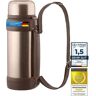 Dimono ® thermosfles vacuüm XXL 2 liter thermosfles dubbelwandig geïsoleerd thermosfles iso thermosfles met beker en draagriem (Brons metallic)