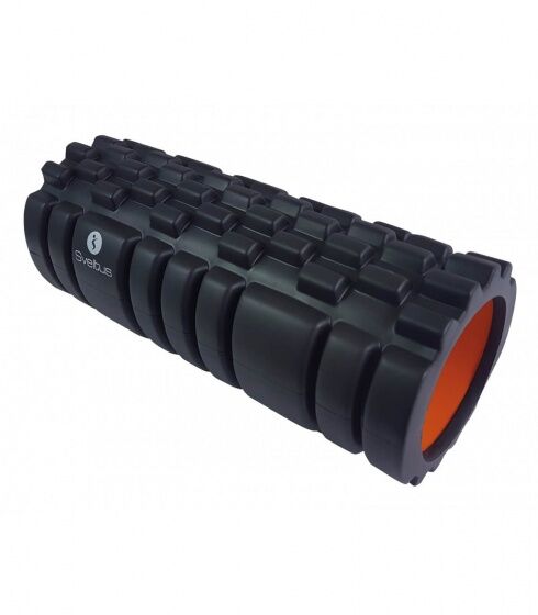 Sveltus foamroller met Grid zwart/oranje 33 x 14 cm - Zwart,Oranje