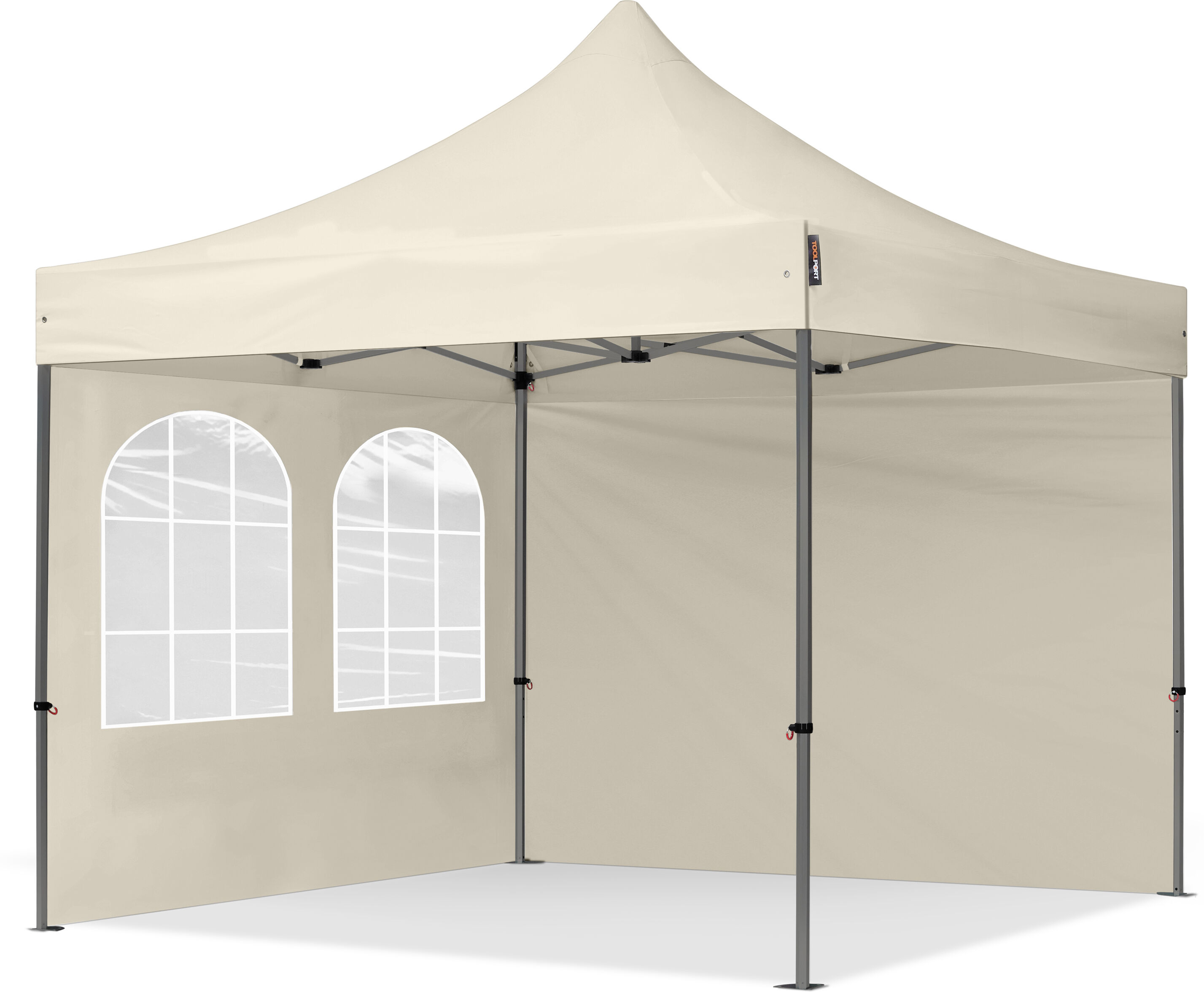 TOOLPORT Easy up Partytent 3x3m Hoogwaardig polyester 350 g/m² crème waterdicht Easy Up Tent, Pop Up Partytent, Harmonicatent, Vouwtent