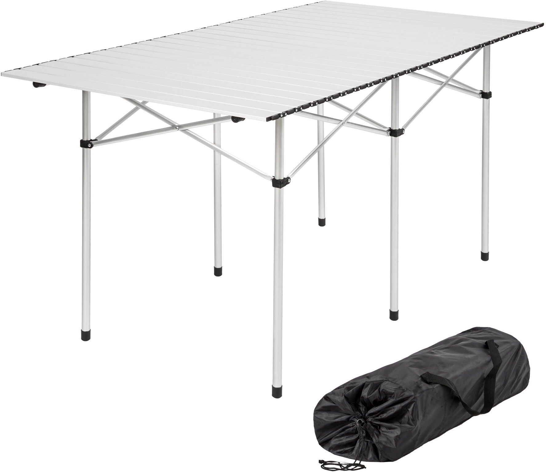 tectake Aluminium campingbord 140 x 70 x 70cm sammenleggbart bord - grÃ¥