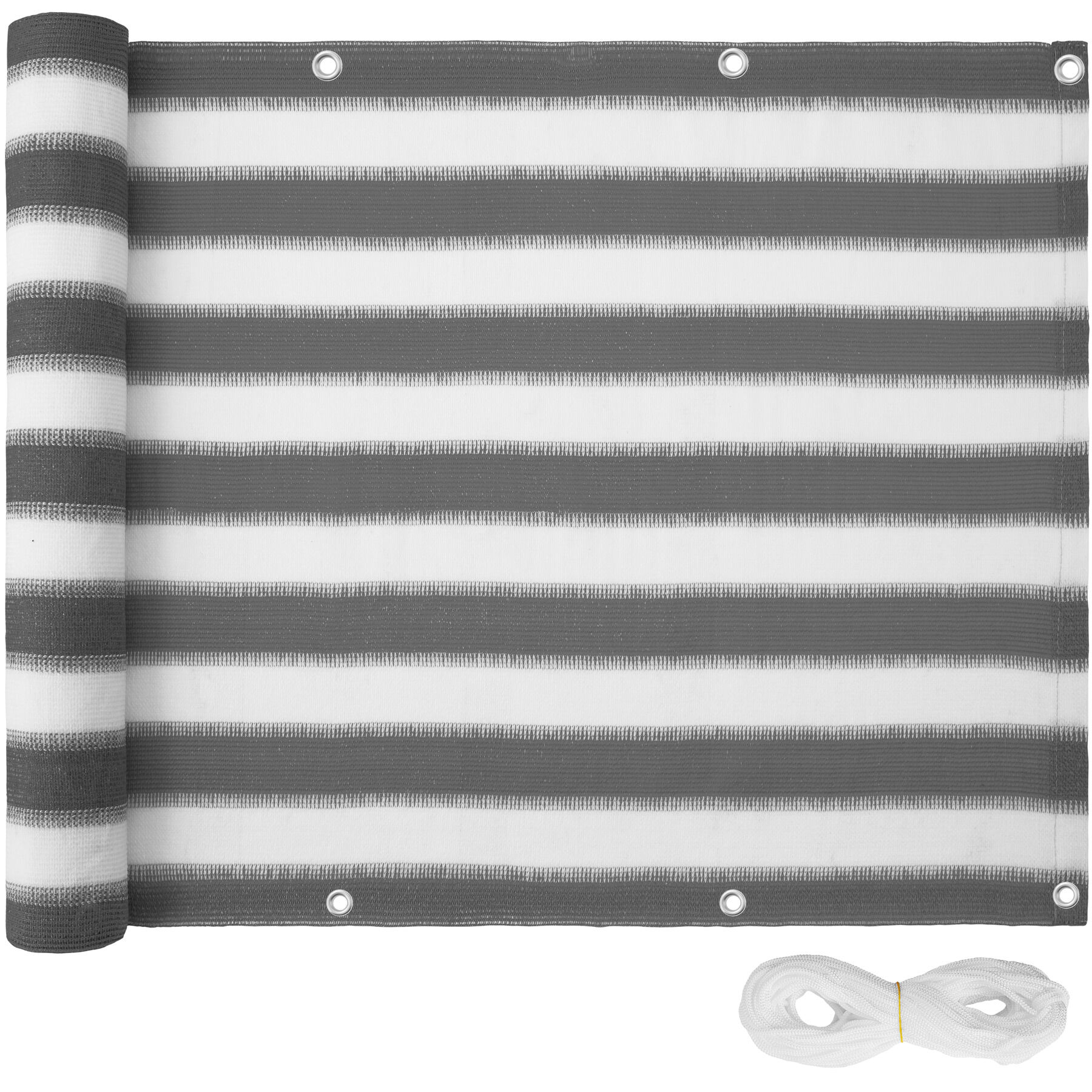 tectake Balkong avskjerming, versjon 2 - hvit/grÃ¥ stripete,90 cm