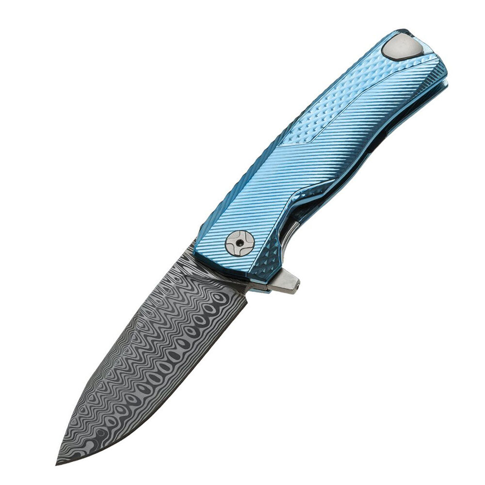 LionSteel ROK Damascus Blue