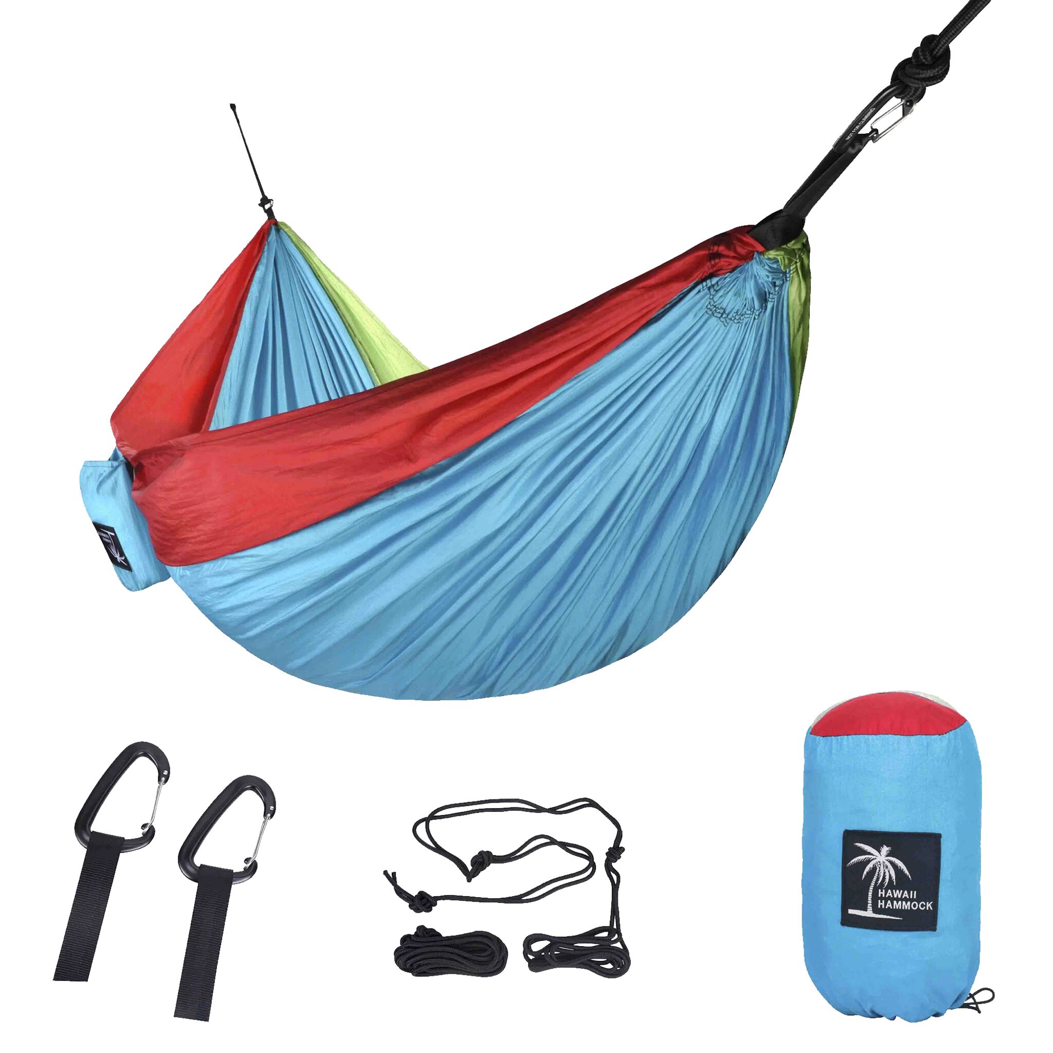 Hawaii Hammock Double Hammock, hengekøye  315x200cm Light Blue/red/green