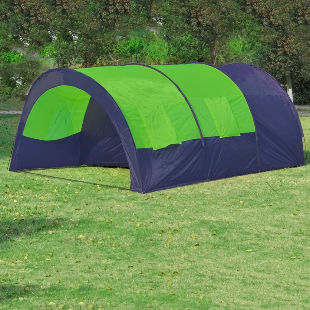 vidaXL Tenda de campismo 6 pessoas tecido azul e verde