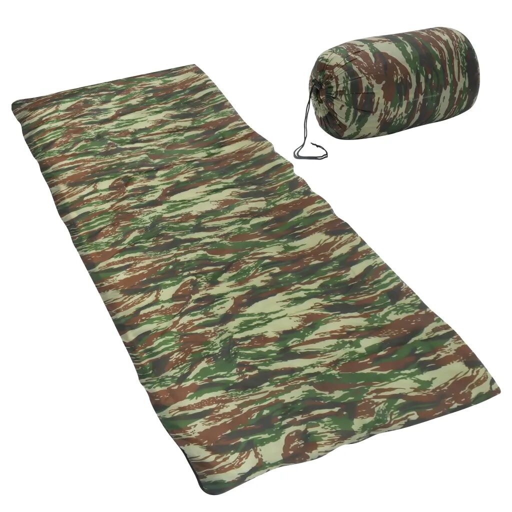 vidaXL Saco-cama de campismo leve tipo envelope 1100g 10 ºC camuflagem
