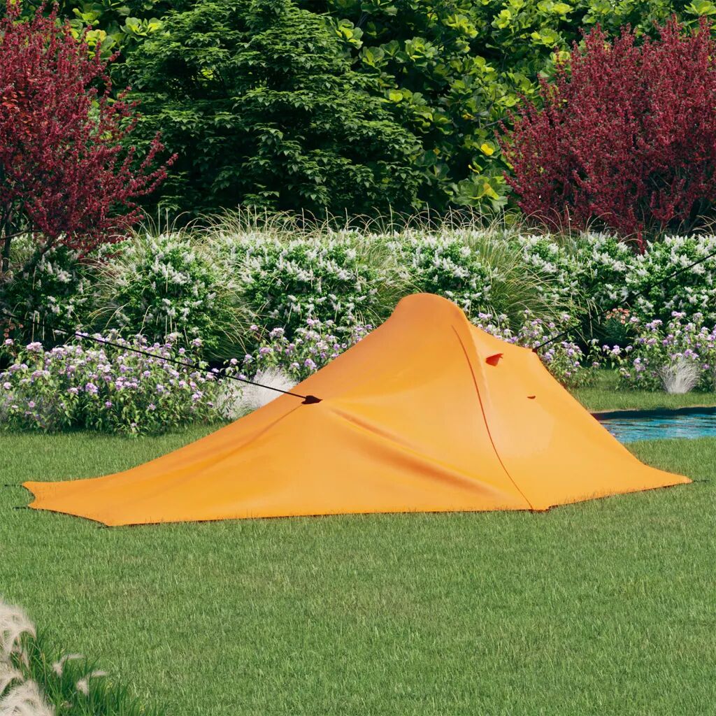 vidaXL Tenda de campismo 317x240x100 cm laranja e cinzento