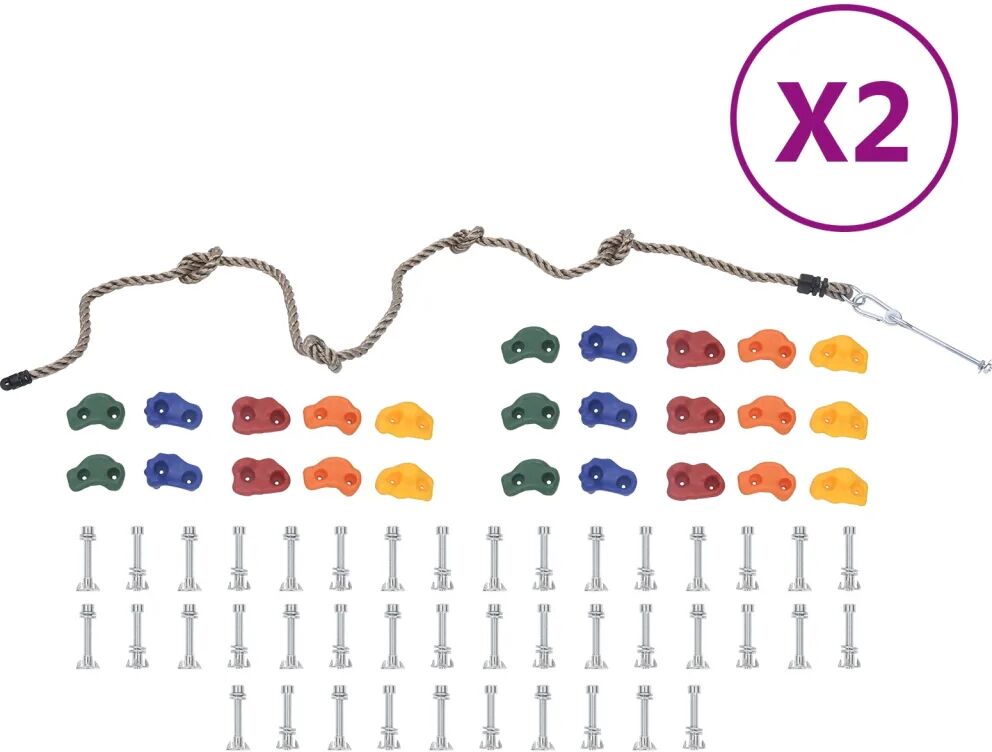 vidaXL Pedras de escalada com corda 50 pcs multicolorido