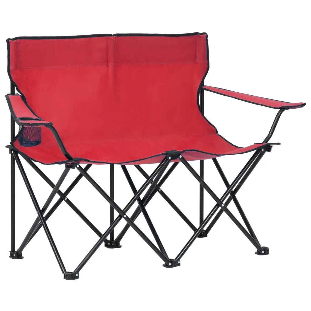 vidaXL Scaun de camping pliabil, 2 locuri, roșu, oțel și textil