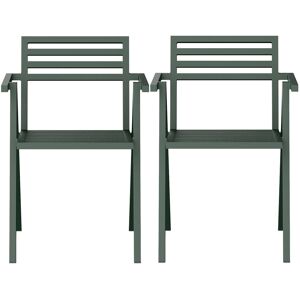 Nine - 19 Outdoors - Stacking Arm Chair Set Of 2, Green - Grön - Matstolar Utomhus - Metall