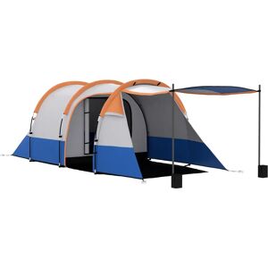 Outsunny 3 Person Tent with Footprint and Carry Bag gray/blue/brown 150.0 H x 420.0 W x 200.0 D cm