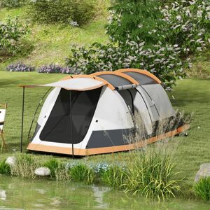 Outsunny 3 Person Tent with Footprint, Rain Fly and Carry Bag gray/blue 130.0 H x 370.0 W x 220.0 D cm