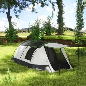 Outsunny 3 Person Tent with Footprint, Rain Fly and Carry Bag gray/brown 130.0 H x 370.0 W x 220.0 D cm